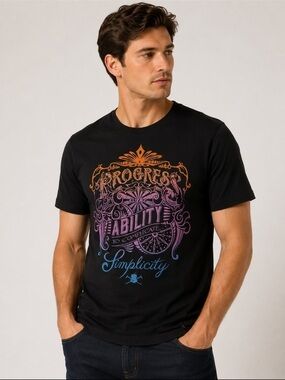 NWT Robert Graham Progress Graphic T-Shirt Black Size Small $78